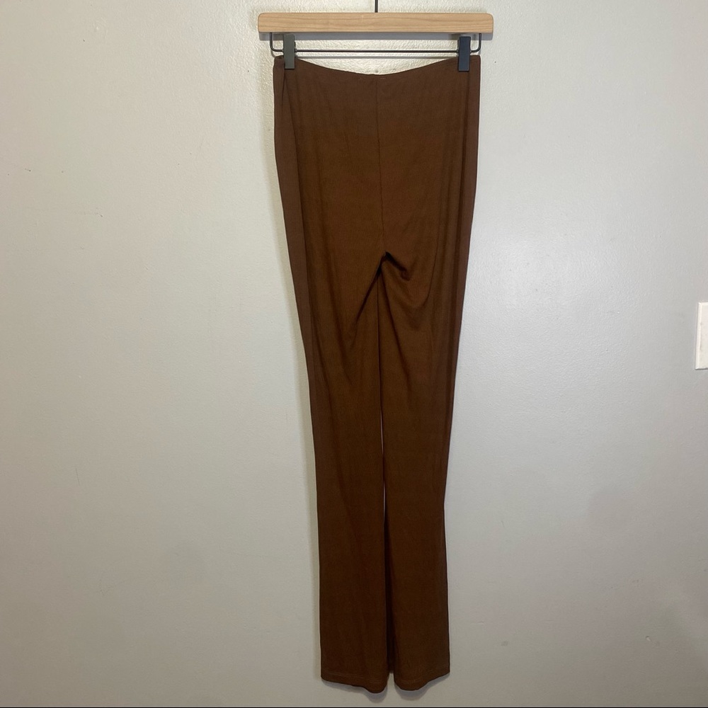 NWT Princess Polly Imogen Pants Tan Ribbed Drawstring Ruched Boot Cut Y2K Sz 6 - Picture 6 of 7
